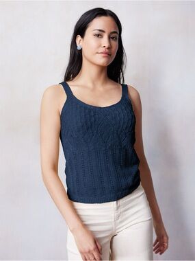 LC Lauren Conrad Navy Cable Knit Scoop Tank